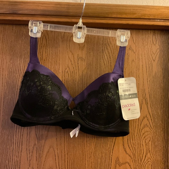 Fashion Bug Purple and Black Lace Bra - Picture 1 of 3